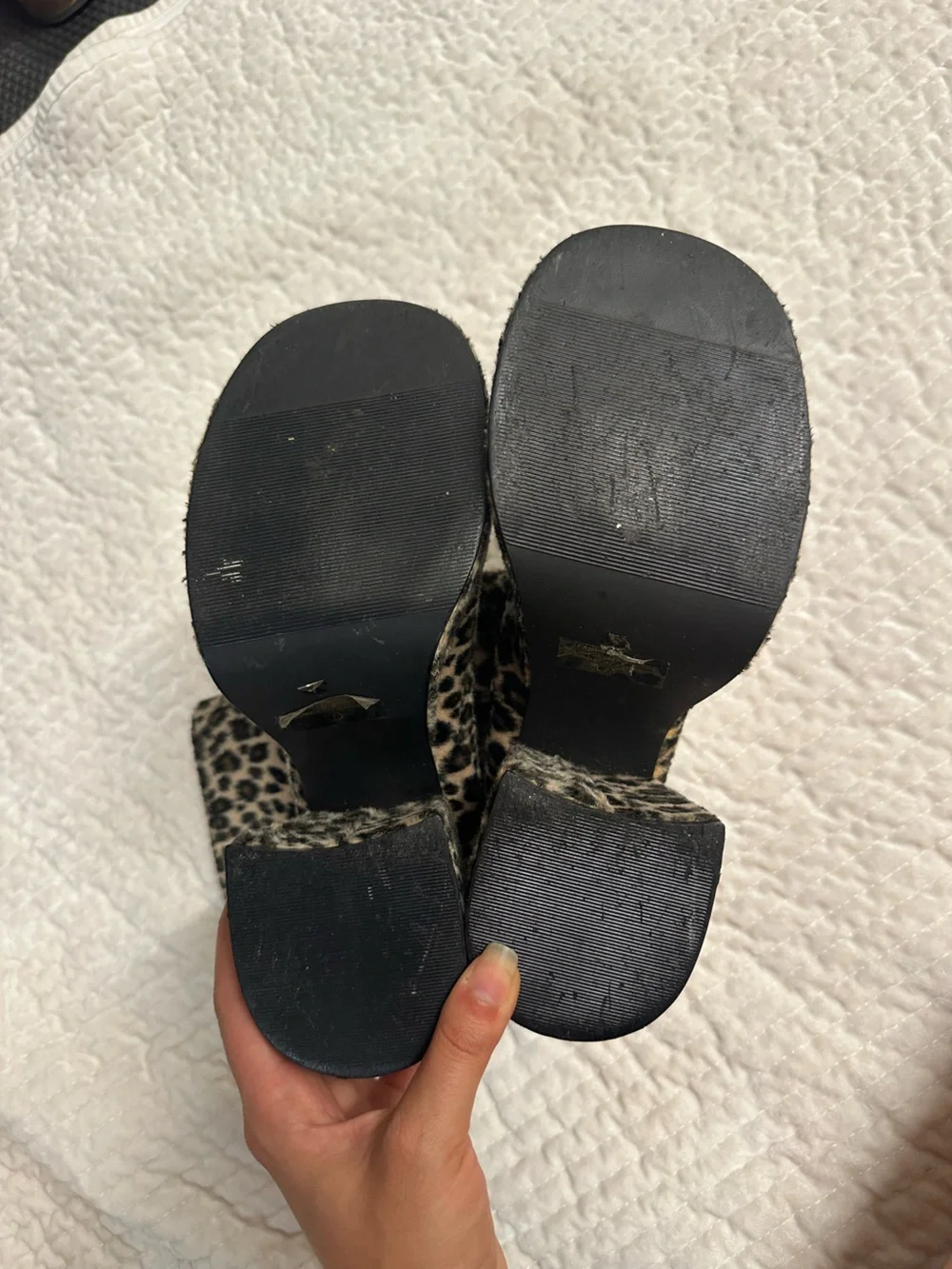 Leopard Fuzzy Print Platform Ankle Boots